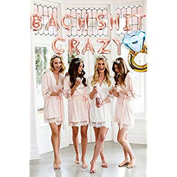 Hen Party Bach Shit Crazy Banner Bridal Shower 16inch Mosoan Engagement Party Decorations Rose Gold Bachelorette Party Decorations Bach Shit Crazy Balloons Rose Gold