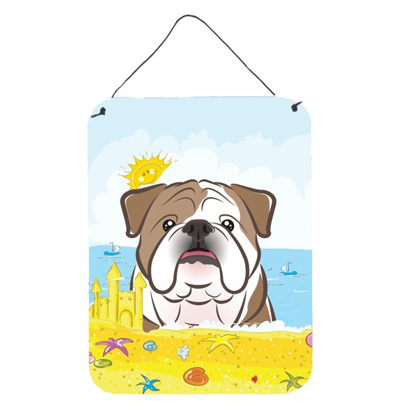 English Bulldog Summer Beach Wall or Door Hanging Prints