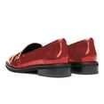 thumbnail image 5 of YDN Women Round Toe Monk Strap Lofers Buckle Slip on Low Chunky Heels Daily Work Walking Shoes Size 7 Red, 5 of 5