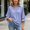 Blue women striped blouse a1, variant on SSZMDLB Women Striped 3/4 Sleeve Blouse Ruffle Collared Casual Loose Fit Beach Tops Summer Clothes Trendy, Navy M