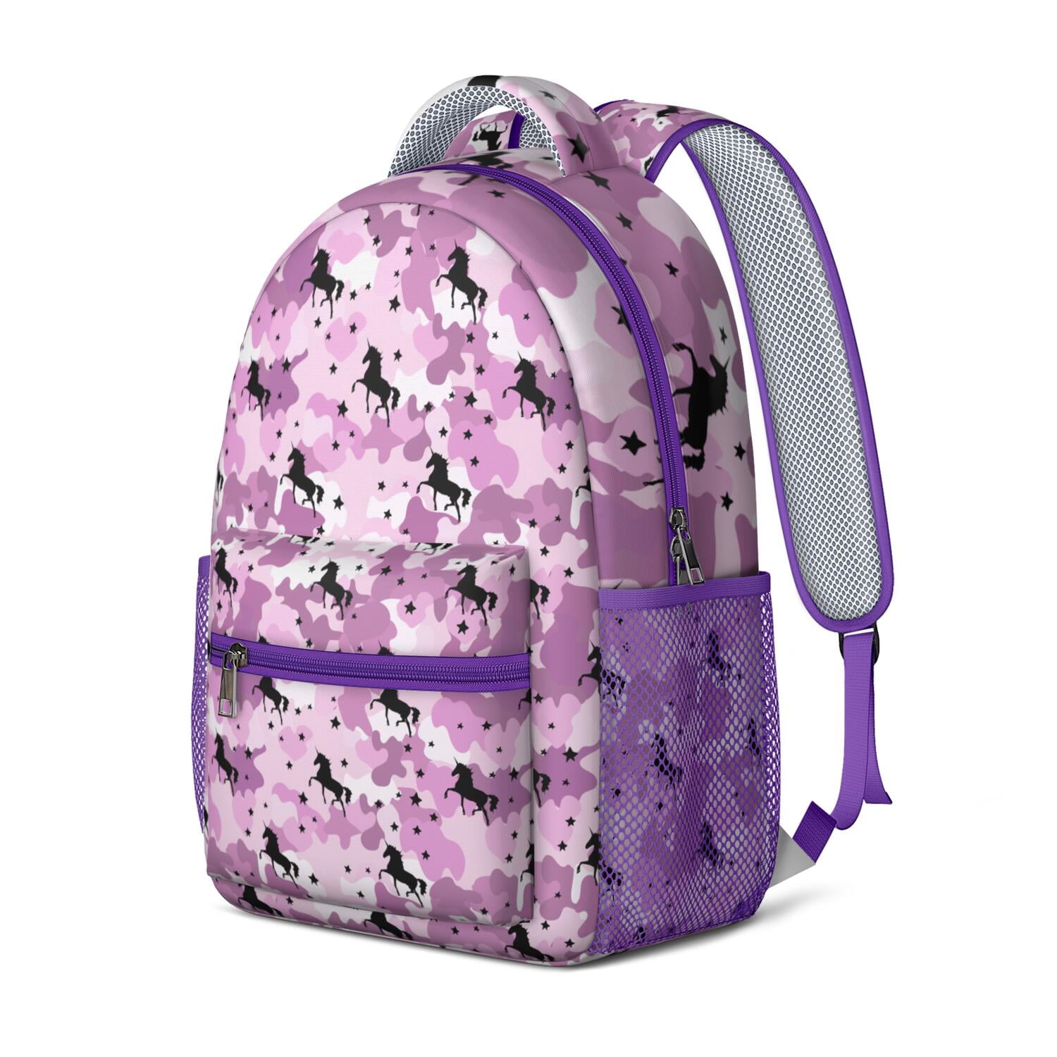 Fantasy Unicorn & Floral Backpack - Waterproof Student Bag with Mythical Horse Design, Padded Straps & Spacious Compartments
