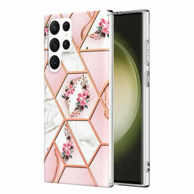 Samsung Galaxy S22 Ultra Case Diamond Platinum Collection Hybrid Bumper Protective Phone Case, Soft, Sleek Protection, Slim Design, Matte Finish - Pink