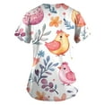 thumbnail image 3 of DENGDENG Easter Womens Scrubs Petite Bunny V Neck Workwear Uniforms Nursing Funny Easter Eggs Graphic Short Sleeve T Shirts Plus Size Rabbit Scrub Tops with Pockets Light pink XL, 3 of 3