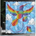 thumbnail image 4 of Ambesonne Stained Glass Shower Curtain, Hummingbird Clouds, 69"Wx84"L, Sky Blue Multicolor, 4 of 5