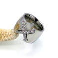 thumbnail image 2 of Women's Titanium Steel Ring X Shaped Cross with Diamond and Zircon Europe America CNC Ring Loose Gem Stone Ring, 2 of 6