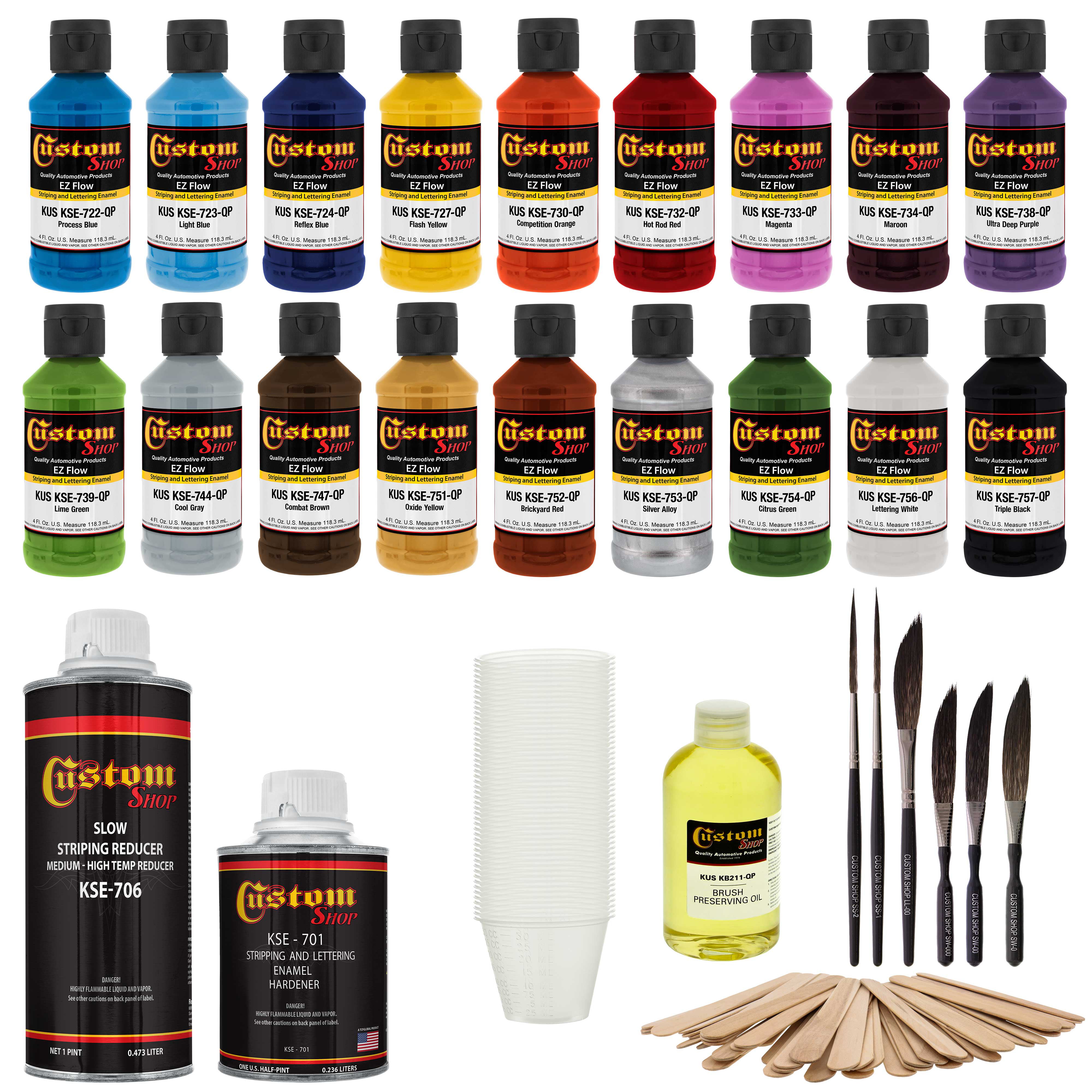 Custom Shop Starter Pinstriping Brush Kit and Brush Preserving Oil