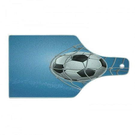

Soccer Cutting Board Goal Football in Net Entertainment Playing for Winning Active Lifestyle Decorative Tempered Glass Cutting and Serving Board in 3 Sizes by Ambesonne
