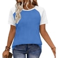 thumbnail image 4 of Womens Crew Neck T-Shirt Raglan Color Block Short Sleeve Shirts Lightweight Soft Casual Loose Top Summer Basic Tee, 4 of 5