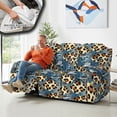thumbnail image 5 of ZIATUBLES 3 Seater Recliner Sofa Covers Set of 8, Reclining Couch Slipcovers Stretch Recliner Covers with Storage Pocket, Soft Fitted Furniture Protector Slipcovers, Denim Leopard Print, 5 of 9