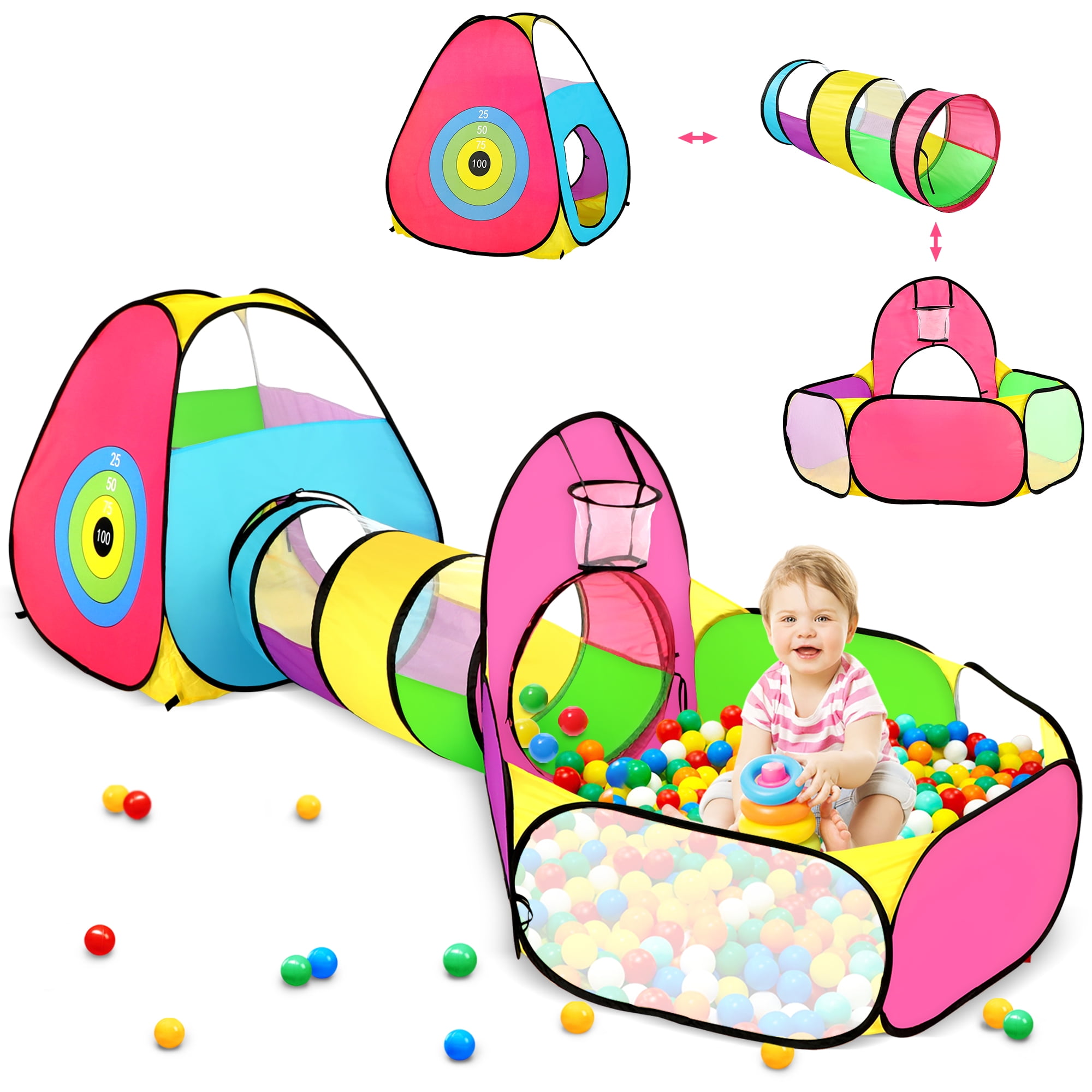 3PC Tunnel for Toddlers 13 Years with Popup Tent & Baby Ball Pit