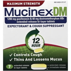 Mucinex Expectorant and Cough Suppressant 3-1/2'x7/10'x3-4/5' WE/YW 07207