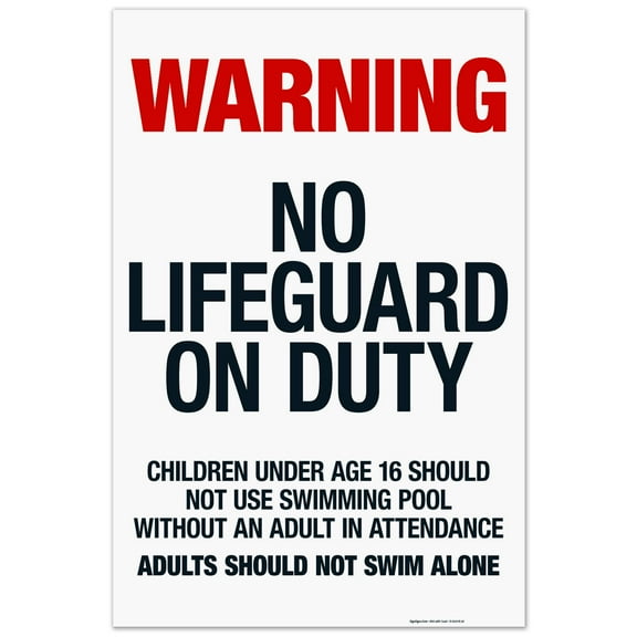 Massachusetts No Lifeguard Sign, Complies With State Of Massachusetts Pool Safety Code, 24x36 Corrugated Plastic