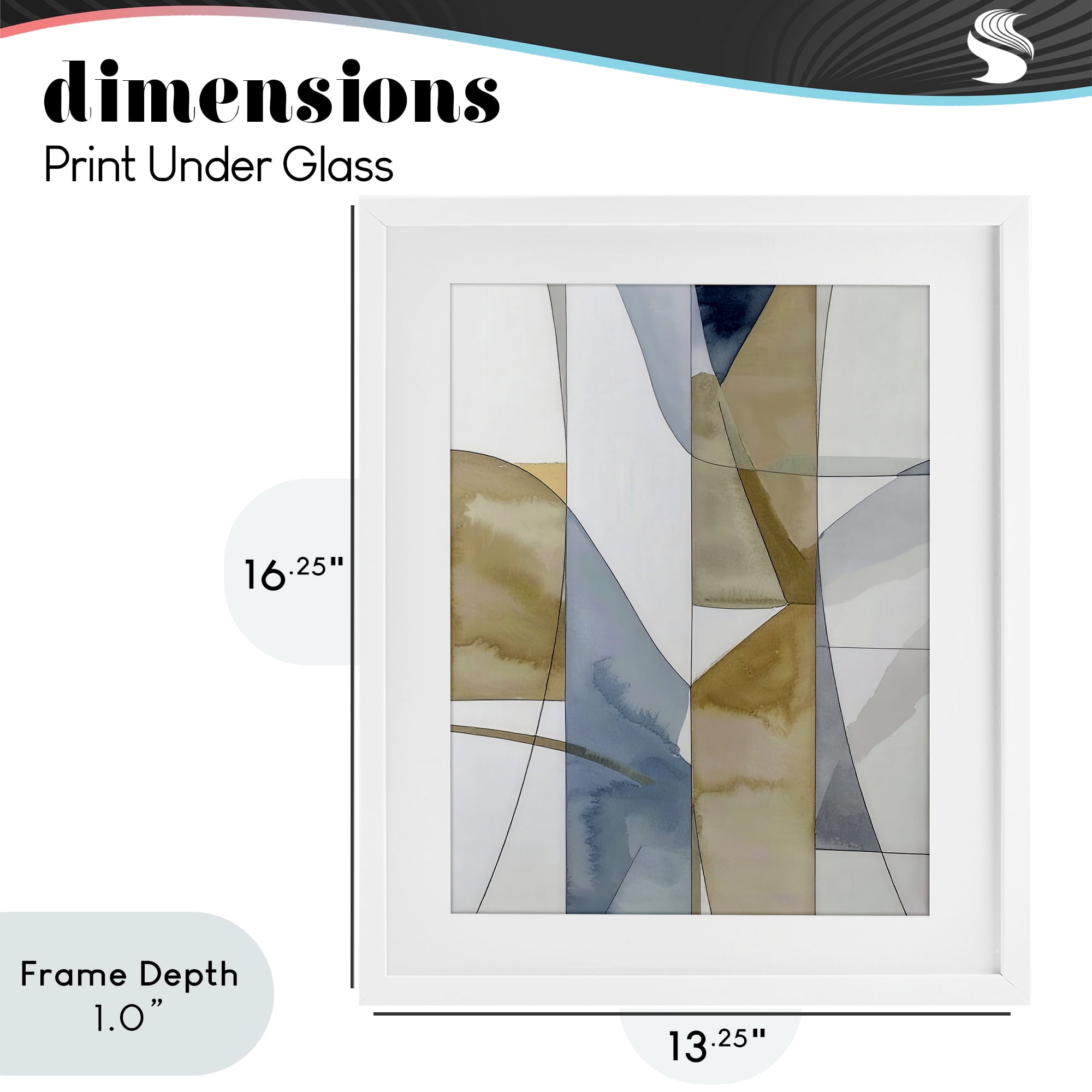 Stupell Industries Geographic Abstract Sections White Framed Print Under Glass, design by Alonza Saunders