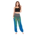 thumbnail image 2 of Indian Women Hippie Yoga Pants Harem Trousers Baggy Ruched Elastic Harem Trousers Blue, 2 of 10
