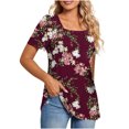 thumbnail image 1 of Camisetas informales de verano para mujer, cuello cuadrado, manga corta, túnica, blusas sueltas y cómodas OAVQHLG3B Store  lin121212, 1 of 4