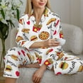 thumbnail image 6 of Honeii Fast Food print Women's Pajama Sets Long Sleeve Button Down Sleepwear Nightwear Soft Pjs Lounge Sets-X-Large, 6 of 7