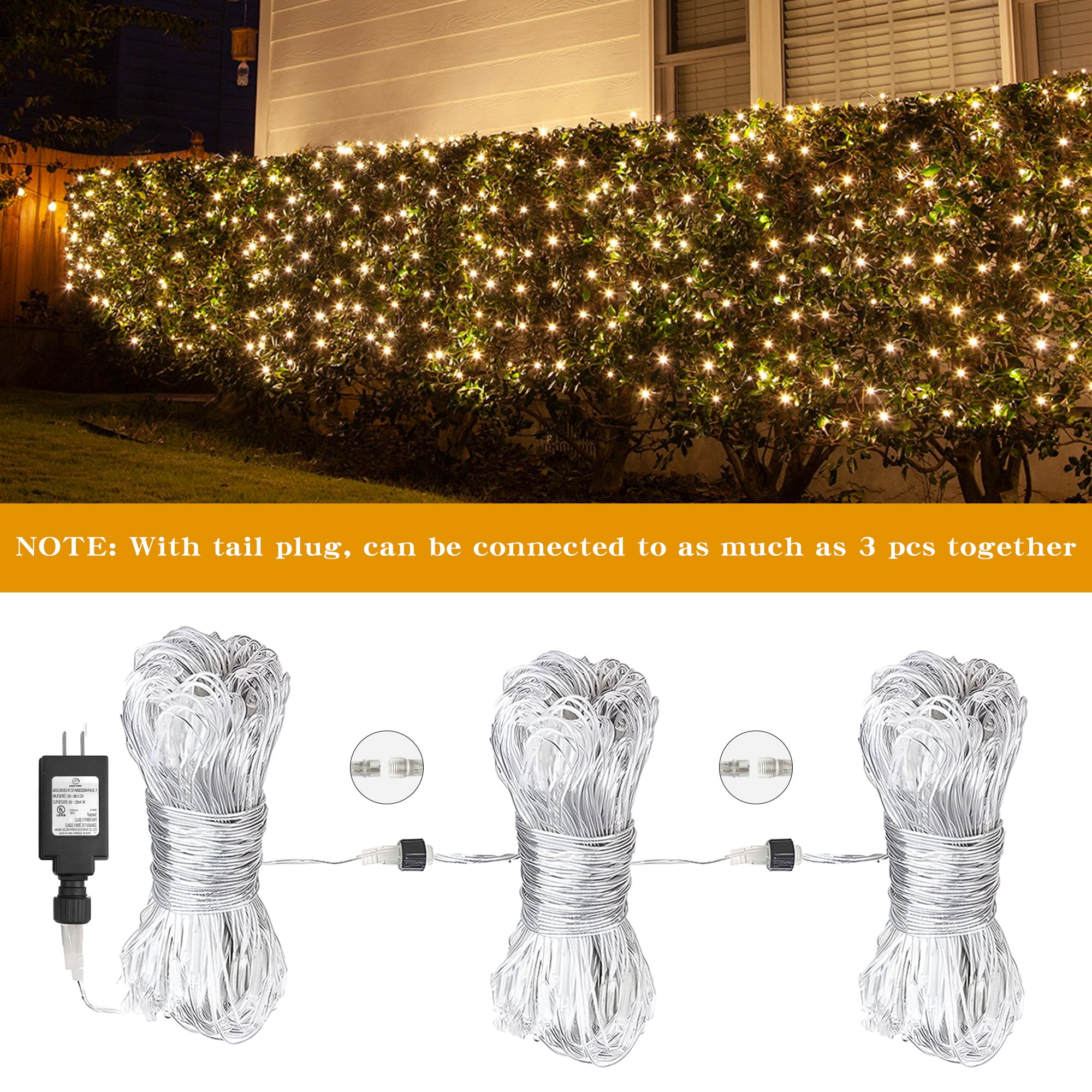 DAYBETTER Christmas Net Lights Outdoor, Multi-Color Waterproof LED Mesh Fairy String Lights, 12ft*5ft 360 LED with 8 Modes Plug in, Decor for Bushes Garden Party Xmas Tree
