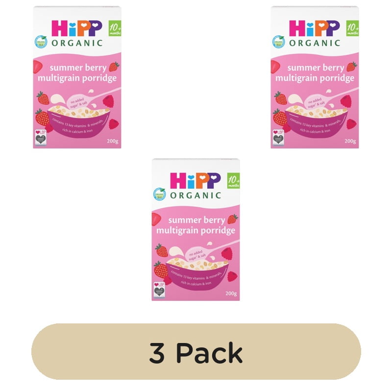 HiPP Organic Summer Berry Multigrain Porridge 10+ Months 200g, British Import (Pack of 3)