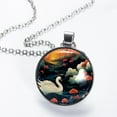 thumbnail image 2 of Swan Elegant Glass Circular Pendant Necklace - Stunning Jewelry Piece, 2 of 5