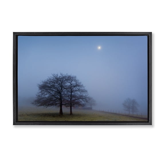 Stupell Industries Blue Silence Landscape Black Framed Floater Canvas Wall Art design by Urtzi Vera, 17 x 25