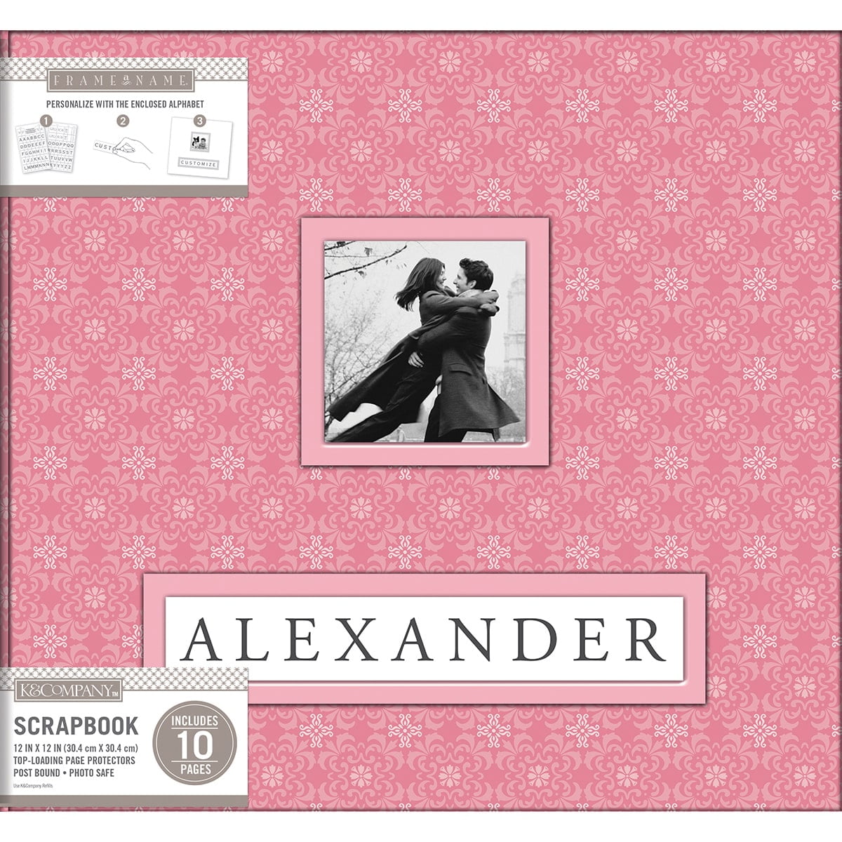 K&amp;Co Scrapbook 12x12 Frame A Name Pink