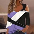 thumbnail image 1 of RXIRUCGD Blouse Décontractée à Rayures à Manches Courtes pour Femmes, Violet, Taille: 2TG, 1 of 5