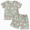 thumbnail image 3 of Kaprioy Girls Summer Clothes Pajamas Toddler Baby Girls Summer Outfits Daisy Ruffle Short Sleeve T-Shirts Tops Floral Shorts 2Pcs Clothes Set, 3 of 6