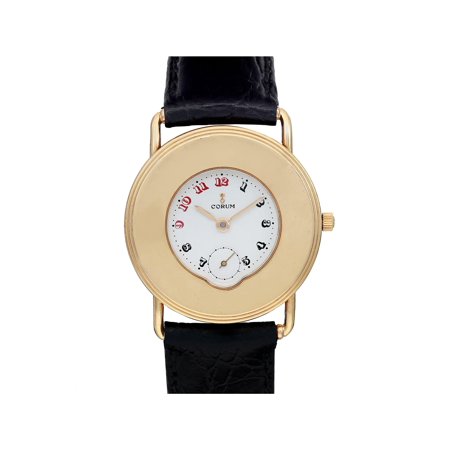 Vintage Corum 32mm 18K Yellow Gold White Dial Quartz Unisex Watch 403312