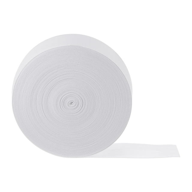 Unique Bargains Bandes Élastiques de Couture 20 Yards 2 Pouces Largeur 50mm Tricot Plat Extensible Cordon Élastique pour Projets DIY Artisanat, Blanc