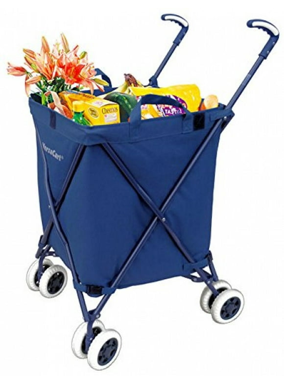 The Original Versacart Transit Compact Folding Shopping and Utility Cart in Signature Blue