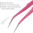 thumbnail image 4 of Quesuc 2 Pcs Pinces Droites et Courbées pour Extensions de Cils Rose Outils d'Application de Faux Cils en Acier Inoxydable, 4 of 7