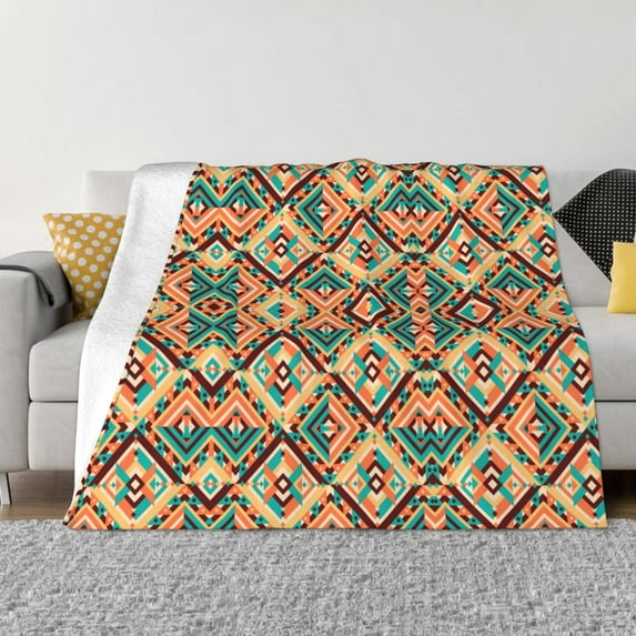 XMXT Throw Blanket, Aztec Tribal Geometric Print Machine Washable Blankets for Sofa, 40 x 30 inches Multicolor