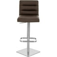 Furniture Modern Adjustable Height Brown Bar Stool with Brushed Square