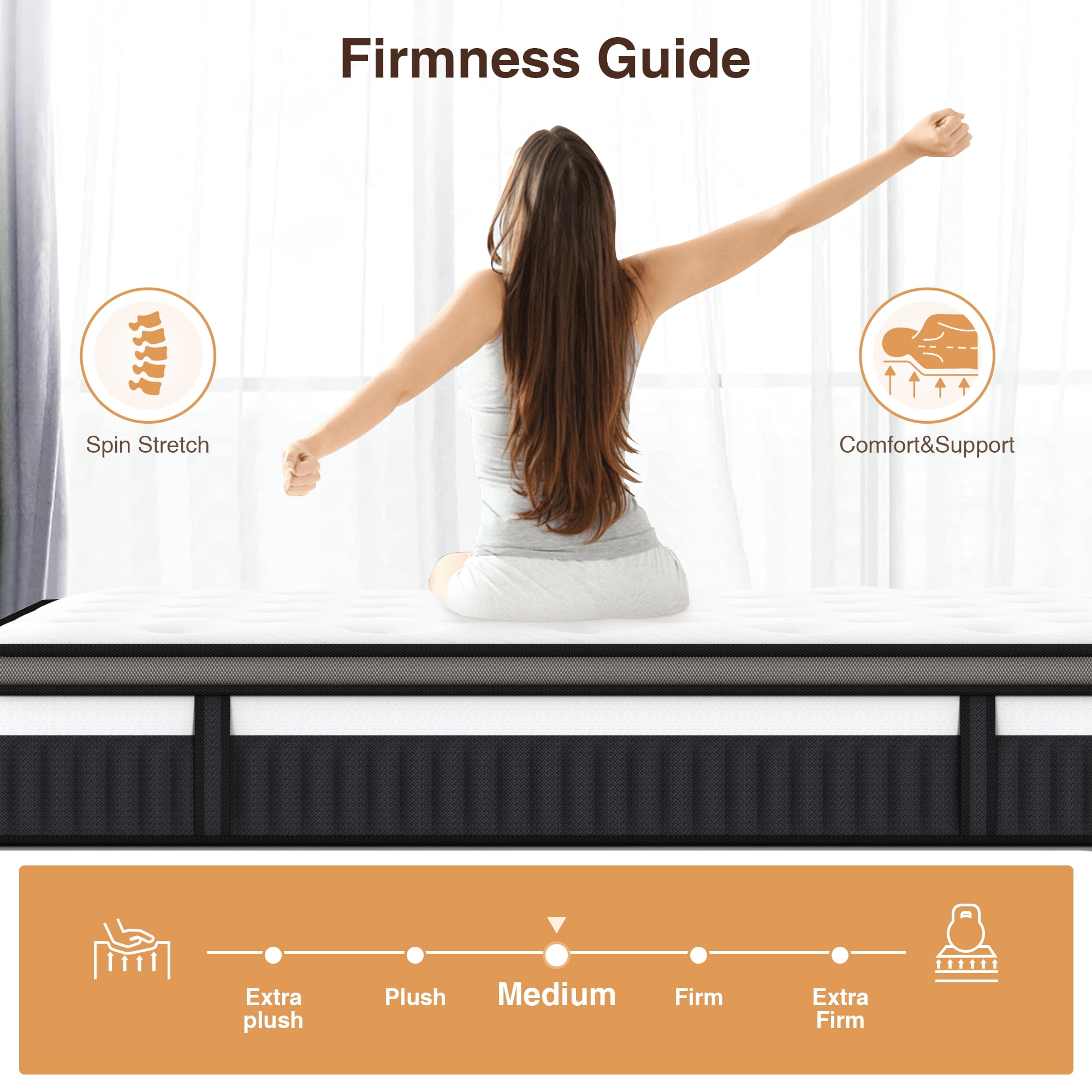 King Mattress In a Box, 14" Cooling Gel Memory Foam King Size Mattress, Medium Firm for Presure Relief&Cooler Sleep, CertiPUR-US