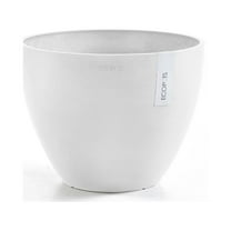 Ecopots 12" x 11" x 10" Round Pure White Plastic Plant Pot