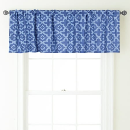 Nanshing Alex Rod Pocket Printed Curtain Valance, Palace Blue, 54 x 18"
