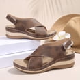 thumbnail image 6 of Eltusu Women Platform Sandals, Open Toe PU Ankle Strap Vacation Dress Sandals Shoes Coffee Size 6, 6 of 8
