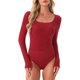 thumbnail image 1 of INSPIRE CHIC Bodysuits de Fiesta para Mujeres con Puntos Metálicos Brillantes, Cuello Cuadrado, Manga Larga, Talla XL, Rojo, 1 of 5