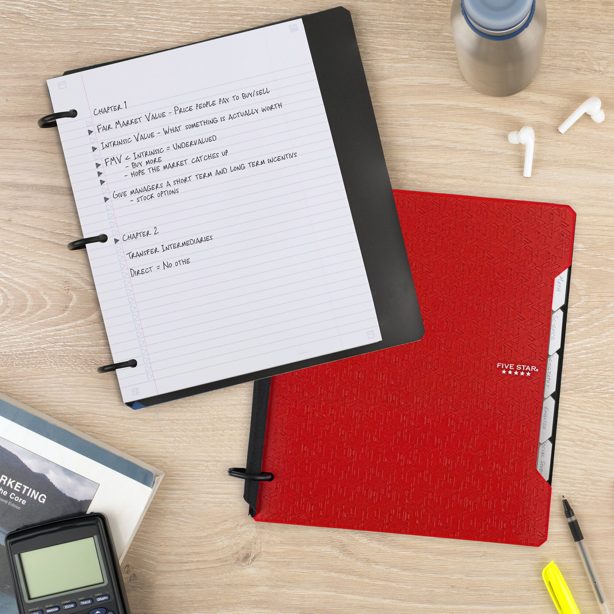 Five Star Flex Refillable Notebook + Study App, 1", 60 Sheets, College Ruled, Fire
