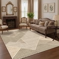 thumbnail image 7 of Pentantan 6'x9' Area Rugs for Living Room, Machine Washable Modern Stripe Neutral Rug, Non Slip Low Pile Waterproof Indoor Carpet for Bedroom Dining Room Office, Easy to Clean, Brown, 7 of 7