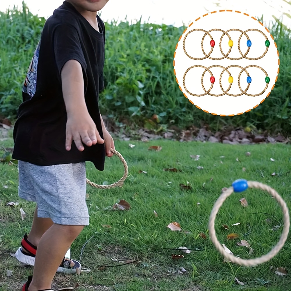 WOBOX Wooden Sports-Themed Ring Toss Game Set, Parent-Child Interactive Indoor Outdoor Toy for Kids Family Party Fun