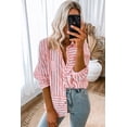 thumbnail image 5 of Women's Pink Stripe Buttoned Long Sleeve Casual Shirt, 5 of 9