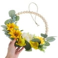 thumbnail image 5 of OUNONA Artificial Sunflower Wreath with Wood Beads and Leaves Farmhouse Door Hanging Decor for Indoor Outdoor, 5 of 8