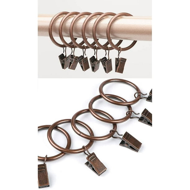 Metal Curtain Rings with Clips, Vintage Heavy Duty Drapery Clips Hooks