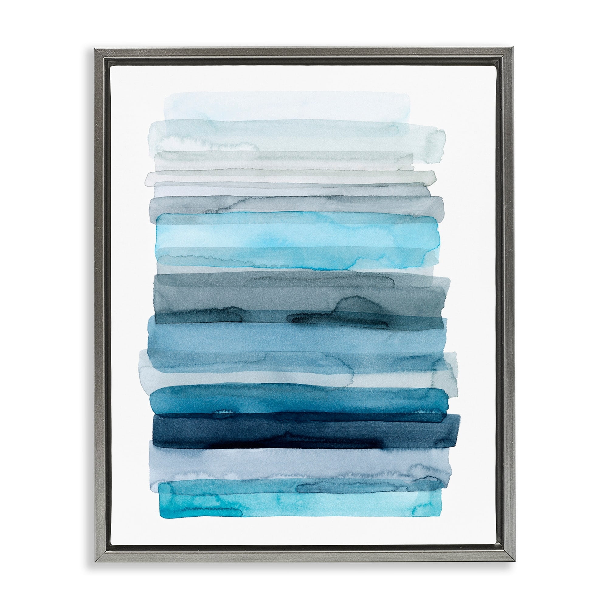 Stupell Industries Water Inspired Blue Grey Ombre Abstract Lines Luster Gray Framed Floating Canvas Wall Art, 24x30, by Grace Popp