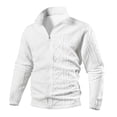 thumbnail image 5 of HOMADLES Men's Full Zipper Sweatshirts Stripe Print Winter Warm Jacket Long Sleeve Casual Jacket White Size L, 5 of 9
