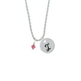 thumbnail image 2 of Delight Jewelry Indian Pink Crystal Bicone Silvertone Script Initial Disc - I - Charm Necklace, 20"+3", 2 of 4