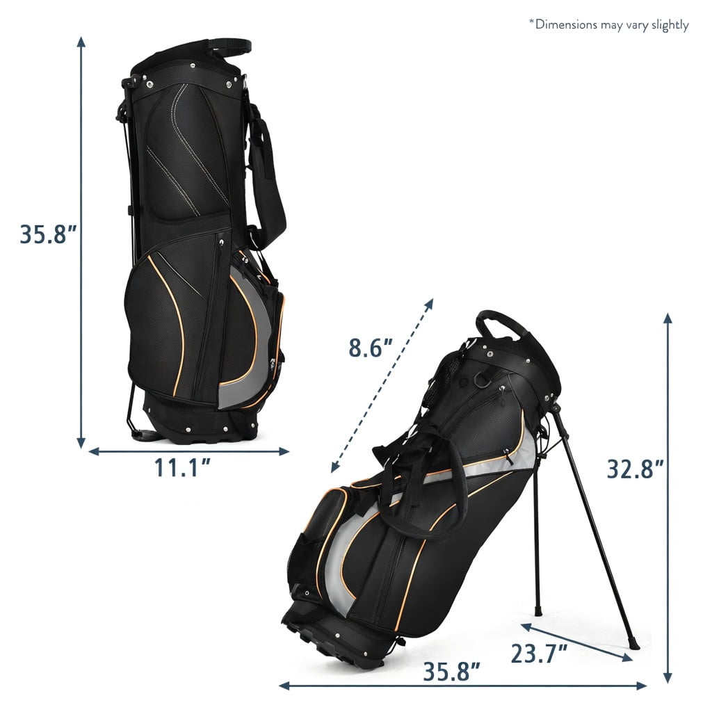 Demifill 9 Inch Golf Bag with 7 zipper pockets, Golf Stand Bag Divider Carry Pockets Storage, Small Lightweight Golf Bag for Outdoor, Black