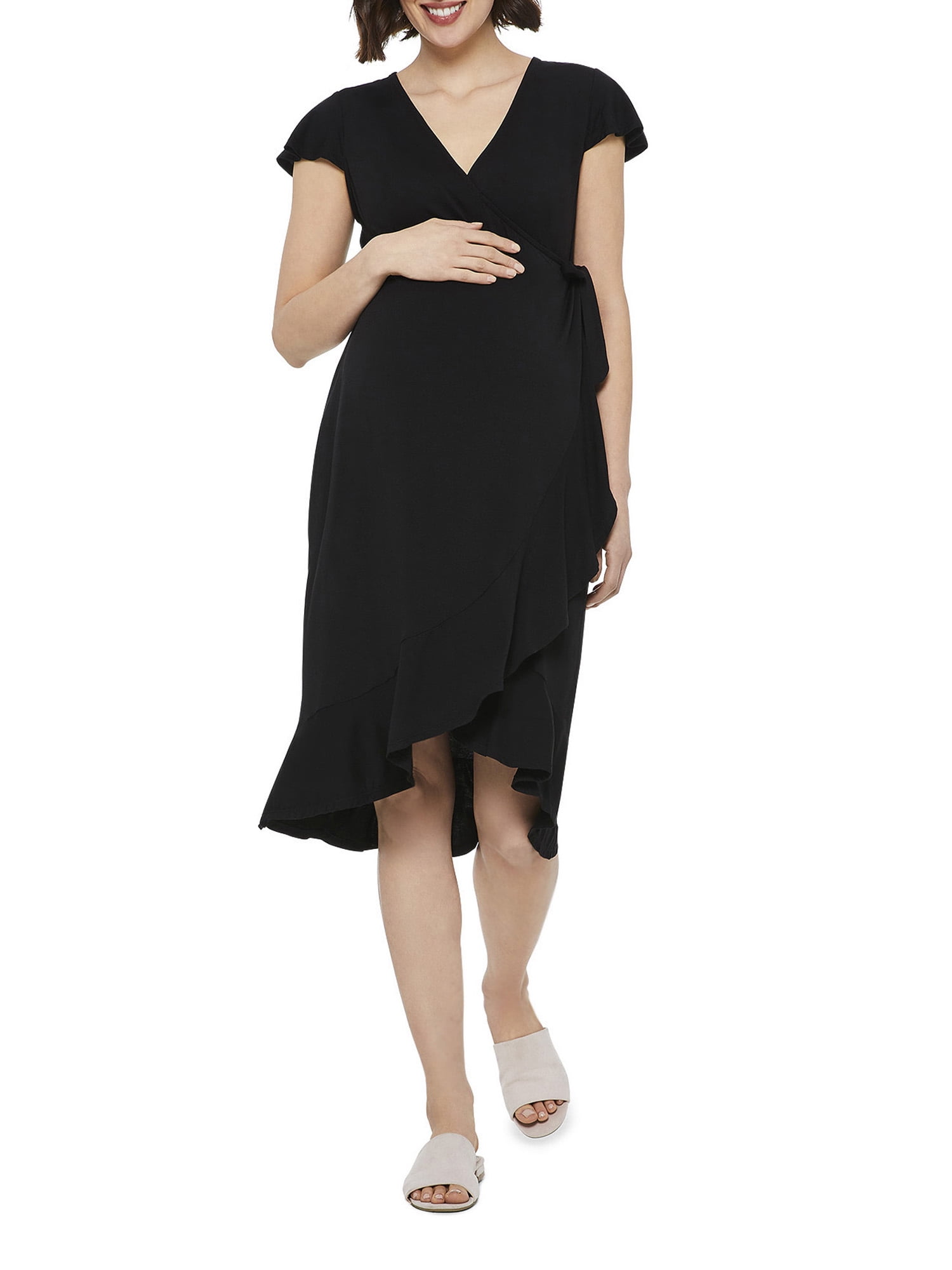 ruffle sleeve wrap dress