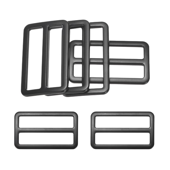 Uxcell 6-Pack Tri Glide Metal Buckles, 1-1/2 Inch Zinc Alloy Slider Belt Strap Adjuster Webbing Strap Buckles [Black]